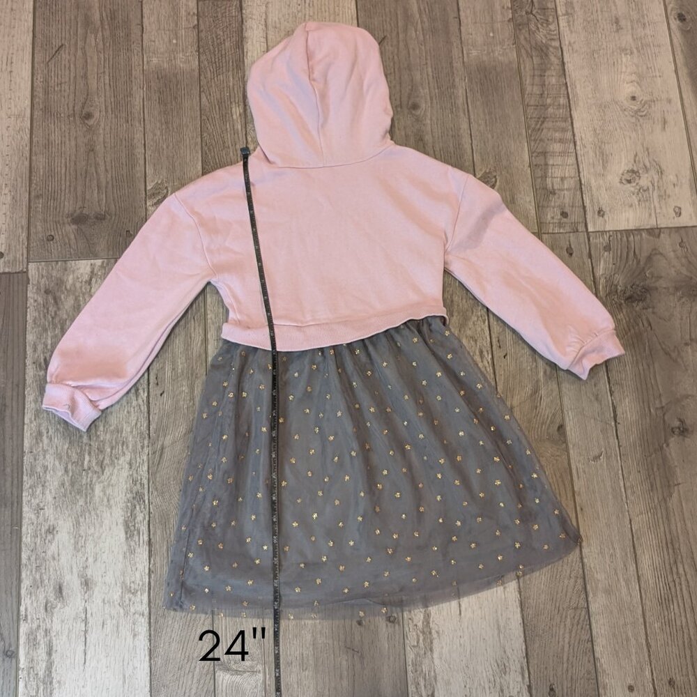 Carter's KID, Hoodie Dress, PInk.Grey w Strs, Sz 5/5A - Picture 9 of 10
